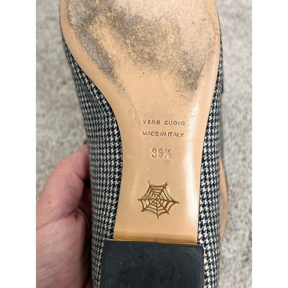 Charlotte Olympia Houndstooth Slip On Kitty Loafer Flats Black/White Womens 36.5 - Picture 11 of 11